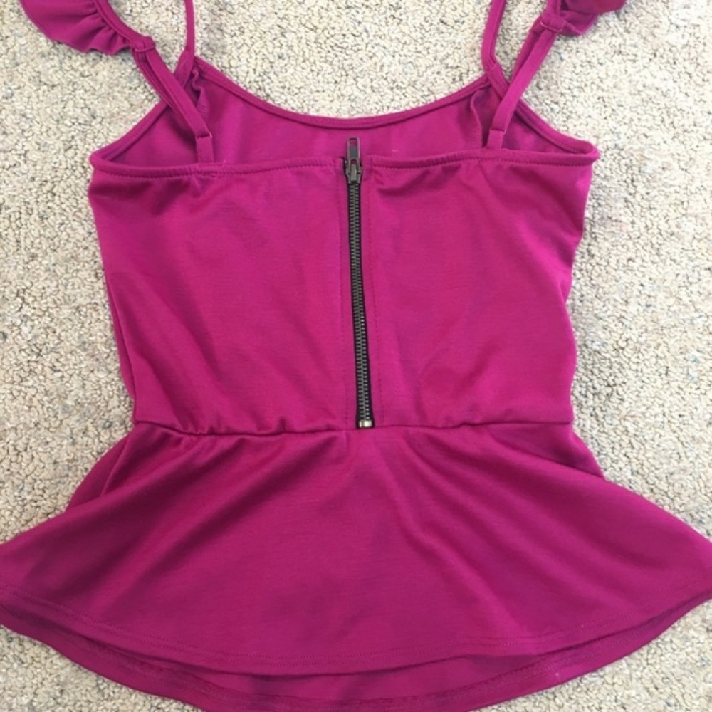 Sparkle and Fade Raspberry Peplum Top - Picture 3 of 6